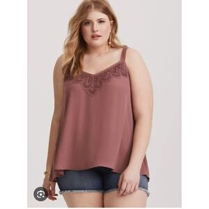 TORRID Mauve‎ Pink Lace Trim V Neck Cami Tank Top Plus Size 00